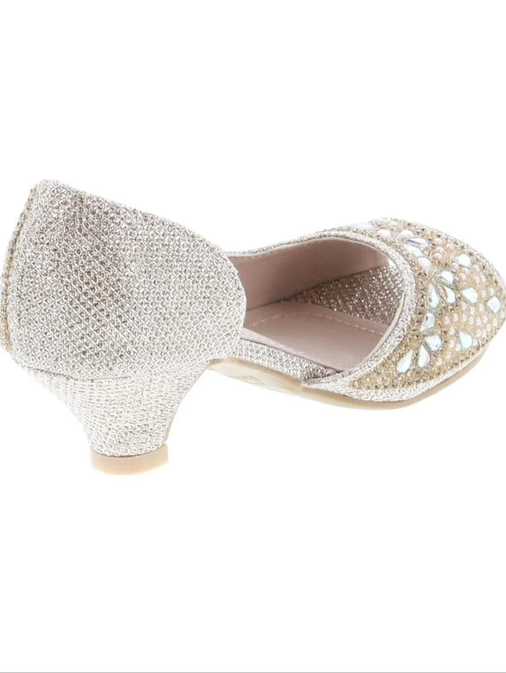 Bella Marie Truly Kids Rhinestones Slip On Girls Kitten Heels Sandals Dress Shoe